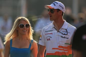 World © Octane Photographic Ltd. F1 Italian GP - Monza, Saturday 7th September 2013 - Paddock. Sahara Force India VJM06 - Adrian Sutil and girlfriend Jennifer Becks. Digital Ref : 0815lw1d3377