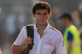 World © Octane Photographic Ltd. F1 Italian GP - Monza, Saturday 7th September 2013 - Paddock. Vodafone McLaren Mercedes MP4/28 - Sergio Perez . Digital Ref : 0815lw1d3494