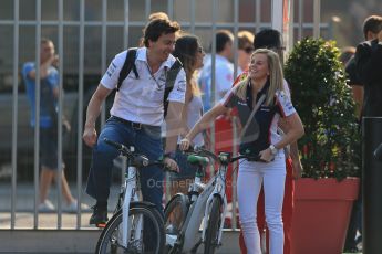 World © Octane Photographic Ltd. F1 Italian GP - Monza, Saturday 7th September 2013 - Paddock. Williams FW35 – Susie Wolff and husband Toto Wolff Mercedes motor sport chief. Digital Ref : 0815lw1d3866