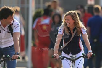 World © Octane Photographic Ltd. F1 Italian GP - Monza, Saturday 7th September 2013 - Paddock. Williams FW35 – Susie Wolff and husband Toto Wolff Mercedes motor sport chief. Digital Ref : 0815lw1d3882