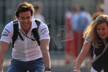 World © Octane Photographic Ltd. F1 Italian GP - Monza, Saturday 7th September 2013 - Paddock. Williams FW35 – Susie Wolff and husband Toto Wolff Mercedes motor sport chief. Digital Ref : 0815lw1d3887