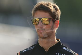 World © Octane Photographic Ltd. F1 Italian GP - Monza, Saturday 7th September 2013 - Paddock. Lotus F1 Team E21 - Romain Grosjean. Digital Ref : 0815lw1d4033