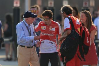 World © Octane Photographic Ltd. F1 Italian GP - Monza, Saturday 7th September 2013 - Paddock. Scuderia Ferrari F138 - Fernando Alonso and John Surtees. Digital Ref : 0815lw1d4135