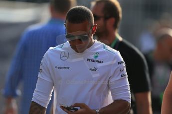 World © Octane Photographic Ltd. F1 Italian GP - Monza, Saturday 7th September 2013 - Paddock. Mercedes AMG Petronas F1 W04 – Lewis Hamilton. Digital Ref : 0815lw1d4194