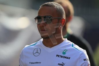 World © Octane Photographic Ltd. F1 Italian GP - Monza, Saturday 7th September 2013 - Paddock. Mercedes AMG Petronas F1 W04 – Lewis Hamilton. Digital Ref : 0815lw1d4199