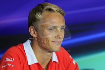 World © Octane Photographic Ltd. F1 Italian GP - Monza, Thursday 5th September 2013 - FIA Press Conference. Marussia F1 Team MR02 - Max Chilton. Digital Ref : 0809lw1d1099