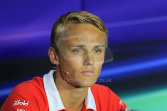 World © Octane Photographic Ltd. F1 Italian GP - Monza, Thursday 5th September 2013 - FIA Press Conference. Marussia F1 Team MR02 - Max Chilton. Digital Ref : 0809lw1d1118