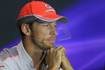 World © Octane Photographic Ltd. F1 Italian GP - Monza, Thursday 5th September 2013 - FIA Press Conference. Vodafone McLaren Mercedes MP4/28 - Jenson Button. Digital Ref : 0809lw1d1134