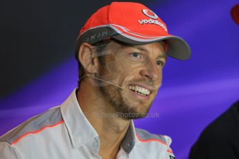 World © Octane Photographic Ltd. F1 Italian GP - Monza, Thursday 5th September 2013 - FIA Press Conference. Vodafone McLaren Mercedes MP4/28 - Jenson Button. Digital Ref : 0809lw1d1150