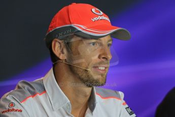 World © Octane Photographic Ltd. F1 Italian GP - Monza, Thursday 5th September 2013 - FIA Press Conference. Vodafone McLaren Mercedes MP4/28 - Jenson Button. Digital Ref : 0809lw1d1157