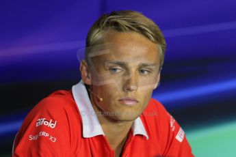 World © Octane Photographic Ltd. F1 Italian GP - Monza, Thursday 5th September 2013 - FIA Press Conference. Marussia F1 Team MR02 - Max Chilton. Digital Ref : 0809lw1d1284