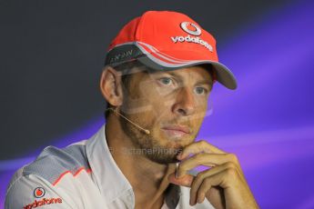 World © Octane Photographic Ltd. F1 Italian GP - Monza, Thursday 5th September 2013 - FIA Press Conference. Vodafone McLaren Mercedes MP4/28 - Jenson Button. Digital Ref : 0809lw1d1357