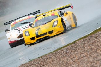World © Octane Photographic Ltd. Britcar MSA British Endurance Championship – Donington Park, Saturday 13th April 2013, Race. Jordan Witt/Marcus Clutton– Chevron GT3 – Chevron Cars and Paul Bailey/Andy Schulz /Tom Ferrier– Aston Martin V12 Vantage – Horsepower Racing. Digital ref : 0632ce1d1691