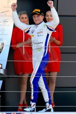 World © Octane Photographic Ltd./Chris Enion. Saturday 30th June 2013 Dallara GP3/13 - British GP - Silverstone - Race 2. Trident – Giovanni Venturini waves whilst walking onto the podium. Digital ref : 0736ce1d9211