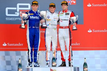 World © Octane Photographic Ltd./Chris Enion. Saturday 30th June 2013 Dallara GP3/13 - British GP - Silverstone - Race 2 Podium. Giovanni Venturini, Alex Fontana and Nick Yelloly on the podium. Digital ref : 0736ce1d9235