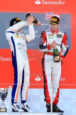 World © Octane Photographic Ltd./Chris Enion. Saturday 30th June 2013 Dallara GP3/13 - British GP - Silverstone - Race 2 Podium. Giovanni Venturini and Alex Fontana celebrate on the podium. Digital ref : 0736ce1d9263