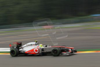 World © Octane Photographic Ltd. F1 Belgian GP - Spa - Francorchamps. Friday 23rd August 2013. Practice 1. Vodafone McLaren Mercedes MP4/28 - Sergio Perez . Digital Ref : 0784lw1d4773