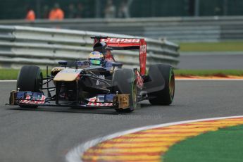 World © Octane Photographic Ltd. F1 Belgian GP - Spa - Francorchamps. Friday 23rd August 2013. Practice 1. Scuderia Toro Rosso STR8 - Jean-Eric Vergne. Digital Ref : 0784lw1d7181