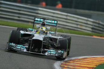 World © Octane Photographic Ltd. F1 Belgian GP - Spa - Francorchamps. Thursday. 25th July 2013. Practice 1. Mercedes AMG Petronas F1 W04 - Nico Rosberg. Digital Ref : 0784lw1d7245