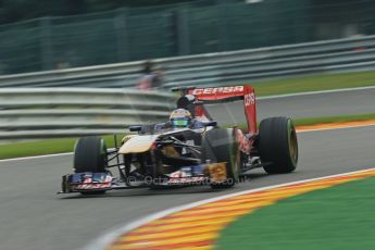 World © Octane Photographic Ltd. F1 Belgian GP - Spa - Francorchamps. Friday 23rd August 2013. Practice 1. Scuderia Toro Rosso STR8 - Jean-Eric Vergne. Digital Ref : 0784lw1d7440