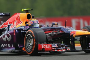 World © Octane Photographic Ltd. F1 Belgian GP - Spa - Francorchamps. Friday 23rd August 2013. Practice 1. Infiniti Red Bull Racing RB9 - Mark Webber. Digital Ref : 0784lw1d7481