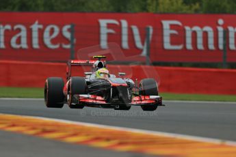 World © Octane Photographic Ltd. F1 Belgian GP - Spa - Francorchamps. Friday 23rd August 2013. Practice 1. Vodafone McLaren Mercedes MP4/28 - Sergio Perez . Digital Ref : 0784lw1d7491