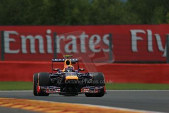 World © Octane Photographic Ltd. F1 Belgian GP - Spa - Francorchamps. Friday 23rd August 2013. Practice 1. Infiniti Red Bull Racing RB9 - Mark Webber. Digital Ref : 0784lw1d7495