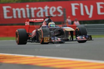 World © Octane Photographic Ltd. F1 Belgian GP - Spa - Francorchamps. Friday 23rd August 2013. Practice 1. Scuderia Toro Rosso STR8 - Jean-Eric Vergne. Digital Ref : 0784lw1d7519