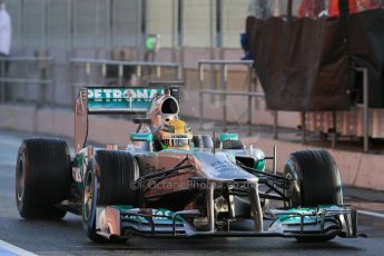 World © Octane Photographic Ltd. Formula 1 Winter testing, Barcelona – Circuit de Catalunya, 28th February 2013. Mercedes AMG Petronas  F1 W04 – Lewis Hamilton. Digital Ref: 0581lw1d6864