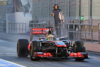 World © Octane Photographic Ltd. Formula 1 Winter testing, Barcelona – Circuit de Catalunya, 28th February 2013. Vodafone McLaren Mercedes MP4/28. Sergio Perez. Digital Ref: 0581lw1d6940