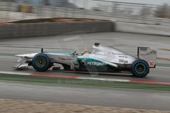 World © Octane Photographic Ltd. Formula 1 Winter testing, Barcelona – Circuit de Catalunya, 28th February 2013. Mercedes AMG Petronas  F1 W04 – Lewis Hamilton. Digital Ref: