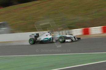 World © Octane Photographic Ltd. Formula 1 Winter testing, Barcelona – Circuit de Catalunya, 28th February 2013. Mercedes AMG Petronas  F1 W04 – Lewis Hamilton. Digital Ref: