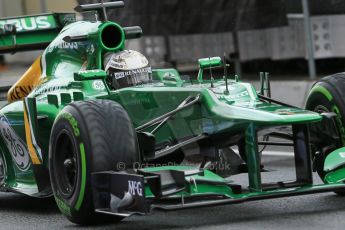 World © Octane Photographic Ltd. Formula 1 Winter testing, Barcelona – Circuit de Catalunya, 1st March 2013. Caterham CT03 front end detail, Giedo van der Garde. Digital Ref: 0582lw1d8555