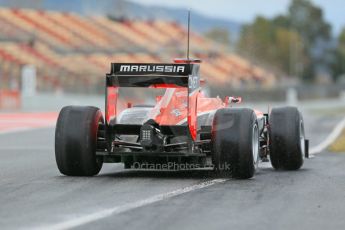 World © Octane Photographic Ltd. Formula 1 Winter testing, Barcelona – Circuit de Catalunya, 1st March 2013. Marussia MR02 diffuser, Max Chilton. Digital Ref : 0582lw1d8614