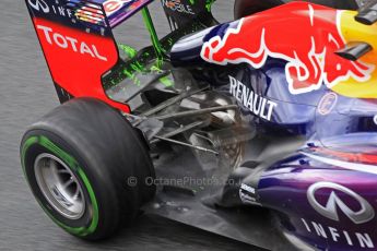 World © Octane Photographic Ltd. Formula 1 Winter testing, Barcelona – Circuit de Catalunya, 1st March 2013. Infiniti Red Bull Racing RB9 exhaust and rear end. Sebastian Vettel. Digital Ref: 0582lw7d0414