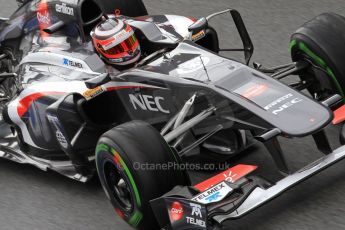 World © Octane Photographic Ltd. Formula 1 Winter testing, Barcelona – Circuit de Catalunya, 1st March 2013. Sauber C32 front wing and suspension, Nico Hulkenberg. Digital Ref: 0582lw7d0435