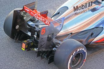 World © Octane Photographic Ltd. Formula 1 Winter testing, Barcelona – Circuit de Catalunya, 2nd March 2013. Vodafone McLaren Mercedes MP4/28 exhaust and rear wing detail. Sergio Perez. Digital Ref: