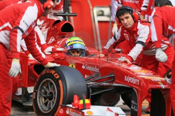 World © Octane Photographic Ltd. Formula 1 Winter testing, Barcelona – Circuit de Catalunya, 2nd March 2013. Ferrari F138 – Felipe Massa in the pits. Digital Ref: 0583lw1d8911