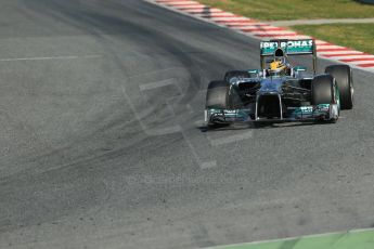 World © Octane Photographic Ltd. Formula 1 Winter testing, Barcelona – Circuit de Catalunya, 2nd March 2013. Mercedes AMG Petronas  F1 W04 – Lewis Hamilton. Digital Ref: 0583lw1d9042