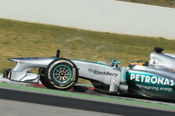 World © Octane Photographic Ltd. Formula 1 Winter testing, Barcelona – Circuit de Catalunya, 2nd March 2013. Mercedes AMG Petronas F1 W04 – Lewis Hamilton. Digital Ref: 0583lw1d9130