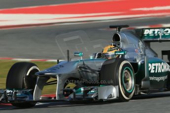 World © Octane Photographic Ltd. Formula 1 Winter testing, Barcelona – Circuit de Catalunya, 2nd March 2013. Mercedes AMG Petronas F1 W04 – Lewis Hamilton. Digital Ref: 0583lw1d9803