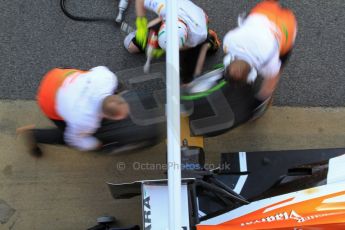 World © Octane Photographic Ltd. Formula 1 Winter testing, Barcelona – Circuit de Catalunya, 2nd March 2013. Sahara Force India VJM06 – Adrian Sutil pitstop practice. Digital Ref: 0583lw7d0454