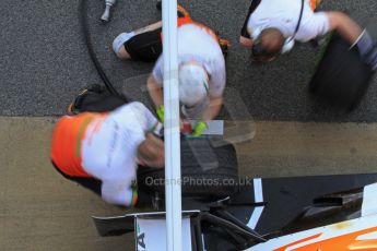 World © Octane Photographic Ltd. Formula 1 Winter testing, Barcelona – Circuit de Catalunya, 2nd March 2013. Sahara Force India VJM06 – Adrian Sutil pitstop practice. Digital Ref: 0583lw7d0456