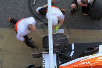 World © Octane Photographic Ltd. Formula 1 Winter testing, Barcelona – Circuit de Catalunya, 2nd March 2013. Sahara Force India VJM06 – Adrian Sutil pitstop practice. Digital Ref: 0583lw7d0459