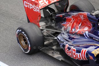 World © Octane Photographic Ltd. Formula 1 Winter testing, Barcelona – Circuit de Catalunya, 2nd March 2013. Toro Rosso STR8 exhaust and rear wing detail, Jean-Eric Vergne. Digital Ref: 0583lw7d0596