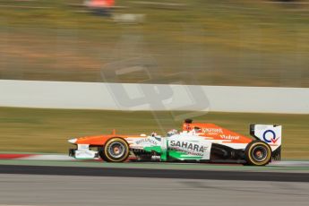 World © Octane Photographic Ltd. Formula 1 Winter testing, Barcelona – Circuit de Catalunya, 2nd March 2013. Sahara Force India VJM06 – Adrian Sutil. Digital Ref: 0583lw7d0759