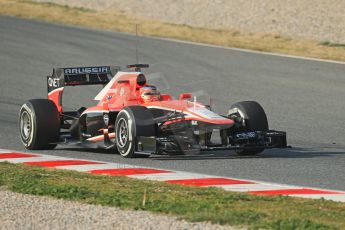 World © Octane Photographic Ltd. Formula 1 Winter testing, Barcelona – Circuit de Catalunya, 3rd March 2013. Marussia MR02, Jules Bianchi. Digital Ref: 0584lw1d0445