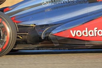 World © Octane Photographic Ltd. Formula 1 Winter testing, Jerez, 8th February 2013. Vodafone McLaren Mercedes MP4/28 exhaust detail, Sergio Perez. Digital Ref: 0574cb7d7438
