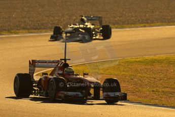 World © Octane Photographic Ltd. Formula 1 Winter testing, Jerez, 8th February 2013. Ferrari F138 – Pedro de la Rosa and Sauber C32, Esteban Gutierrez. Digital Ref: 0574lw1d0123