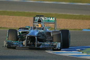 World © Octane Photographic Ltd. Formula 1 Winter testing, Jerez, 8th February 2013. Mercedes AMG Petronas F1 W04, Lewis Hamilton. Digital Ref: 0574lw1d9711